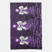 Christmas Sparkling Trees Purple Faux Silver Bow  Theedoek (Verticaal)