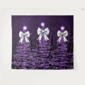 Christmas Sparkling Trees Purple Faux Silver Bow Wandkleed (Voorkant (horizontaal))