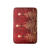 Christmas Sparkling Trees Red Gold Faux Bow Badmat (Voorkant Verticaal)