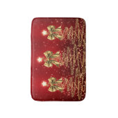 Christmas Sparkling Trees Red Gold Faux Bow Badmat (Voorkant Verticaal)