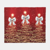 Christmas Sparkling Trees Red Gold Silver Bow  Fleece Deken (Voorkant (Horizontaal))