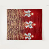 Christmas Sparkling Trees Red Gold Silver Bow  Wandkleed (Voorkant (horizontaal))