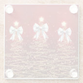 Christmas Sparkling Trees Red Silver Faux Bow  Glazen Onderzetter (Achterkant)