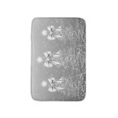 Christmas Sparkling Trees Silver Faux Bow Badmat (Voorkant Verticaal)