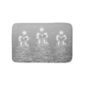 Christmas Sparkling Trees Silver Faux Bow Badmat (Voorkant)