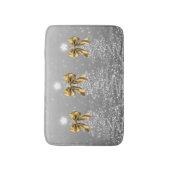 Christmas Sparkling Trees Silver Faux Gold Bow Badmat (Voorkant Verticaal)