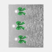 Christmas Sparkling Trees Silver Faux Green Bow Fleece Deken (Voorkant)