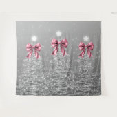 Christmas Sparkling Trees Silver Faux Pink Bow Wandkleed (Voorkant (horizontaal))
