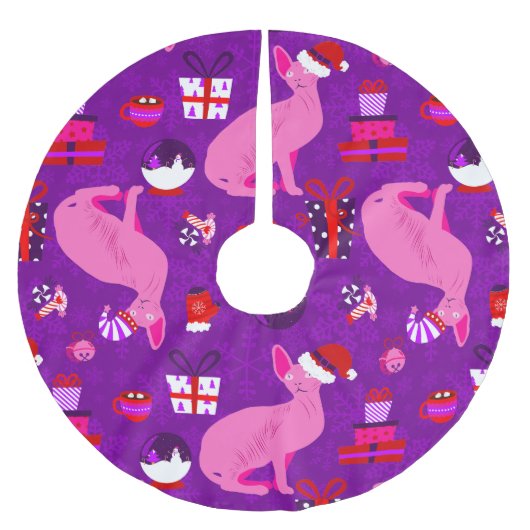 Christmas Sphynx Cat Santa Sphinx Roze Kerstboom Rok (Voorkant)