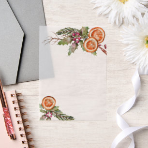 Christmas Spice Botanisch Sinaasappel Vellum Uitnodigingen