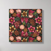 Christmas Spice & Floral Botanical Pattern Canvas Afdruk (Voorkant)