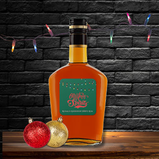 Christmas Spirits Custom Name Holiday Lights Green Vierkante Sticker