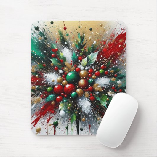 Christmas Splatter / White Bursts Muismat (Met muis)