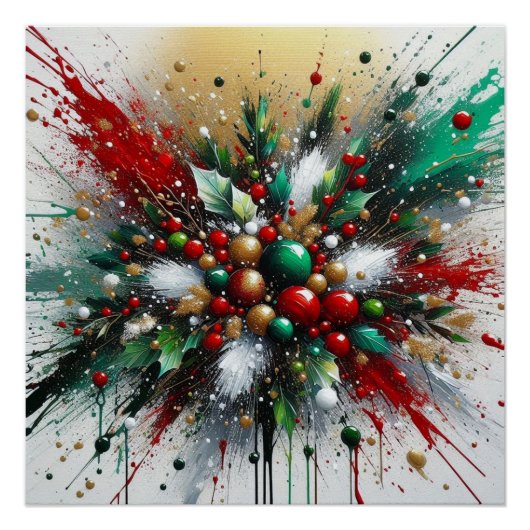 Christmas Splatter / White Bursts Perfect Poster (Voorkant)