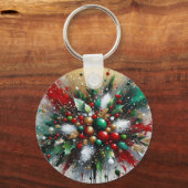 Christmas Splatter / White Bursts Sleutelhanger (Voorkant)