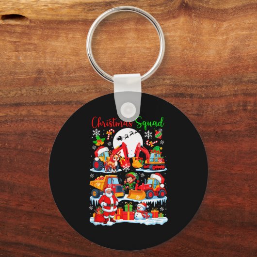 Christmas Squad Construction Trucks Excavators San Sleutelhanger (Voorkant)