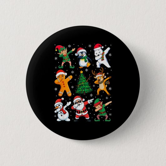 Christmas Squad Dabbing Santa Elf Family Matching Ronde Button 5,7 Cm (Voorkant)