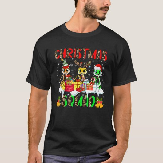 Christmas Squad Leopard Three Santa Reindeer Elf S T-shirt (Voorkant)