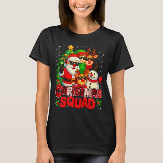 Christmas Squad Plaid Santa Snowman Elf Rudolph Xm T-shirt (Voorkant)