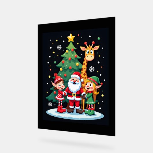 Christmas Squad Santa Giraffe Elf Dabbing Matching Acryl Bord (Hoek)