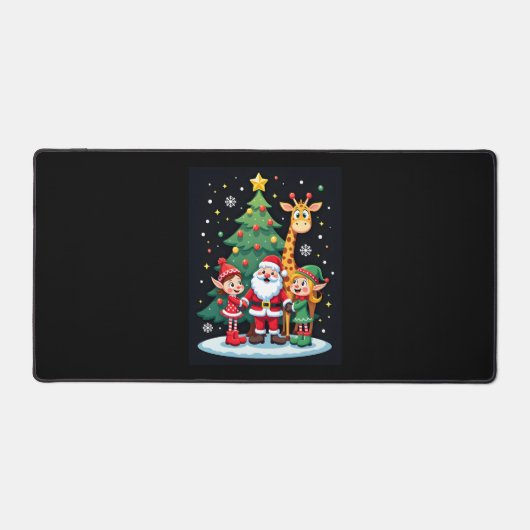 Christmas Squad Santa Giraffe Elf Dabbing Matching Bureaumat (Voorkant)