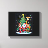 Christmas Squad Santa Giraffe Elf Dabbing Matching Canvas Afdruk (Voorkant)