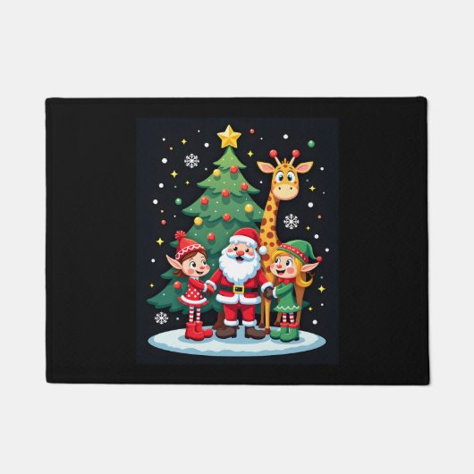 Christmas Squad Santa Giraffe Elf Dabbing Matching Deurmat (Voorkant)