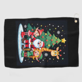 Christmas Squad Santa Giraffe Elf Dabbing Matching Golfhanddoek (Horizontaal)