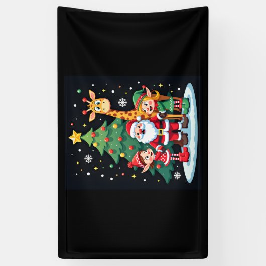 Christmas Squad Santa Giraffe Elf Dabbing Matching Spandoek (Verticaal)