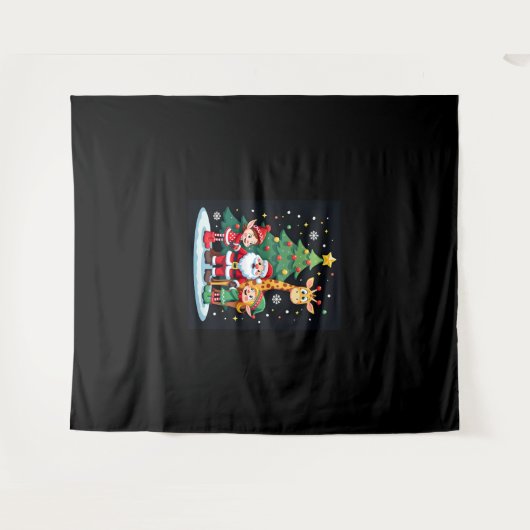 Christmas Squad Santa Giraffe Elf Dabbing Matching Wandkleed (Voorkant (horizontaal))