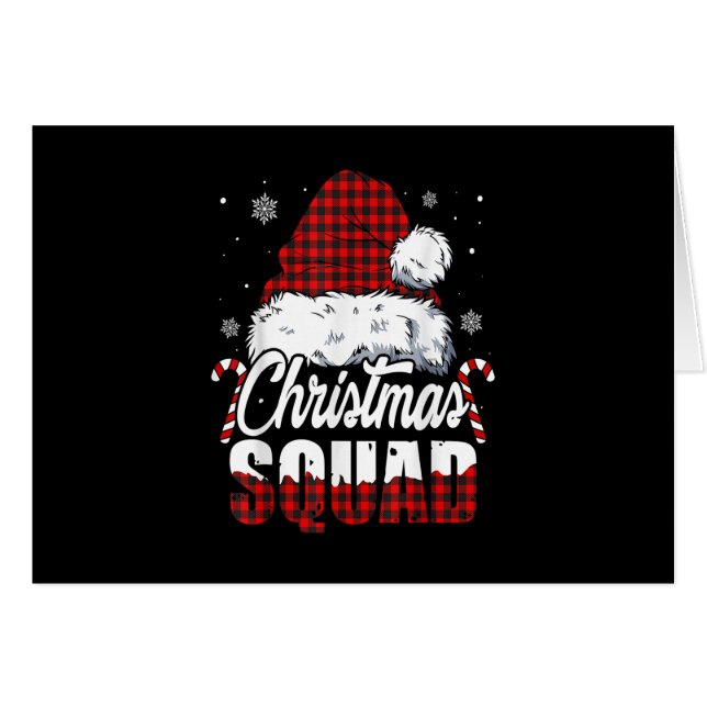 Christmas Squad Santa Hat Buffalo Plaid Red Funny (Devant Horizontal)