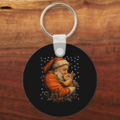 Christmas Squirrel And Santa Claus Forest Animal W Sleutelhanger (Voorkant)