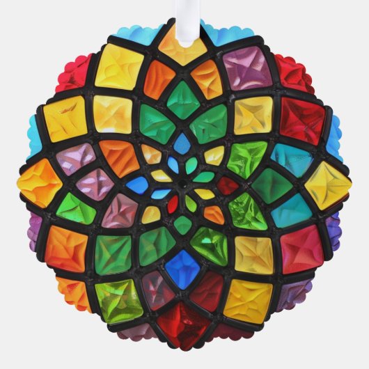 Christmas Stained Glass Pattern Ornament Kaart (Achterkant)