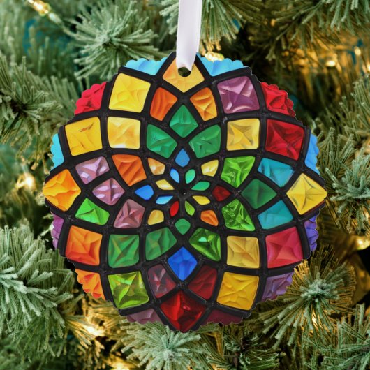 Christmas Stained Glass Pattern Ornament Kaart (Insitu (Drie))