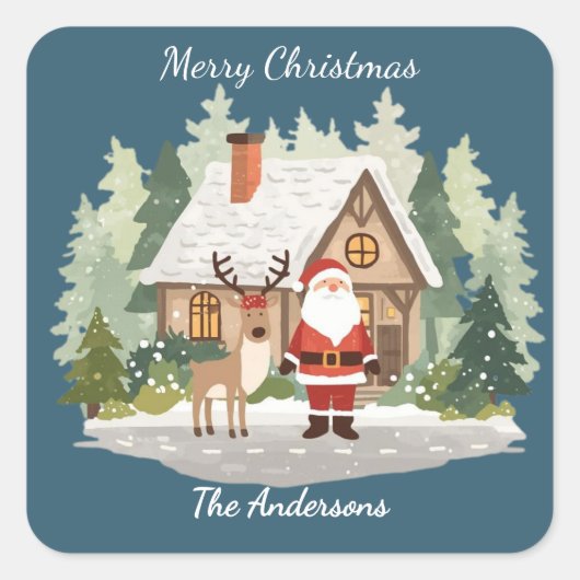 Christmas Stickers Personalized Santa and Reindeer (Devant)