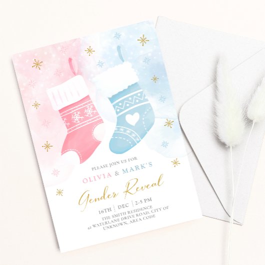 Christmas Stocking Baby Genre Reveal Invitation de