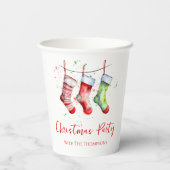 Christmas Stocking Waterverf Papieren Bekers (Achterkant)