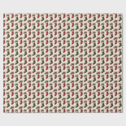 Christmas Stocking Wrapping Paper Cadeaupapier (Vlak)