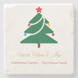 Christmas Stone Coaster with Holiday Motifs Stenen Onderzetter