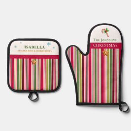 Christmas Striped– Holiday Cooking & Baking Gift Ovenwant & Pannenlap Set