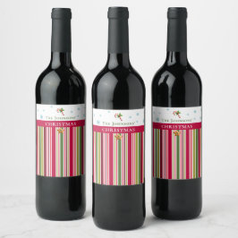 Christmas Striped– Holiday Cooking & Baking Gift Wijn Etiket