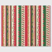 Christmas Stripes Gingerbread & Ornaments Pattern Cadeaupapier (Vlak)