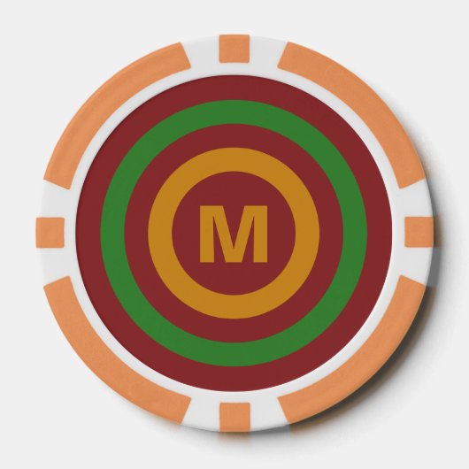 Christmas Stripes jetons de poker monogramme perso (Recto)