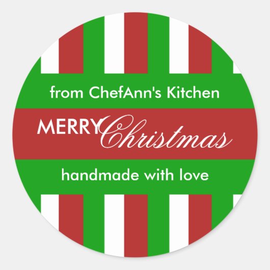 Christmas Stripes rode keuken Jar Label (Voorkant)