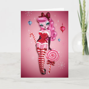 Christmas Sugar Doll Pin Up Feestdagen Kaart