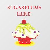CHRISTMAS Sugarplums, Festive Cupcake Raamsticker (Vel)