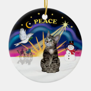 Christmas Sunrise - Bruine Tabby Tijgerkat Keramisch Ornament