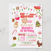 Christmas Sweet One Birthday Invitation - Girl (Devant)