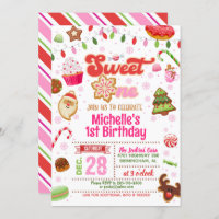 Christmas Sweet One Birthday Invitation - Girl