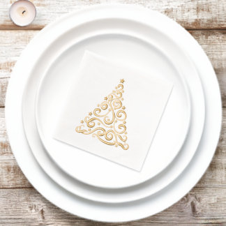 Christmas Swirls and Stars Tree Elegant Folie Servetten